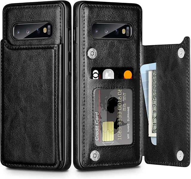 Coolden for Samsung S10 Case Shockproof Case for Galaxy S10 Wallet Case Cover with Card Holder Slot Flip Folio Soft PU Leather Magnetic Closure Protective Case Cover for Samsung Galaxy S10 (Black)
