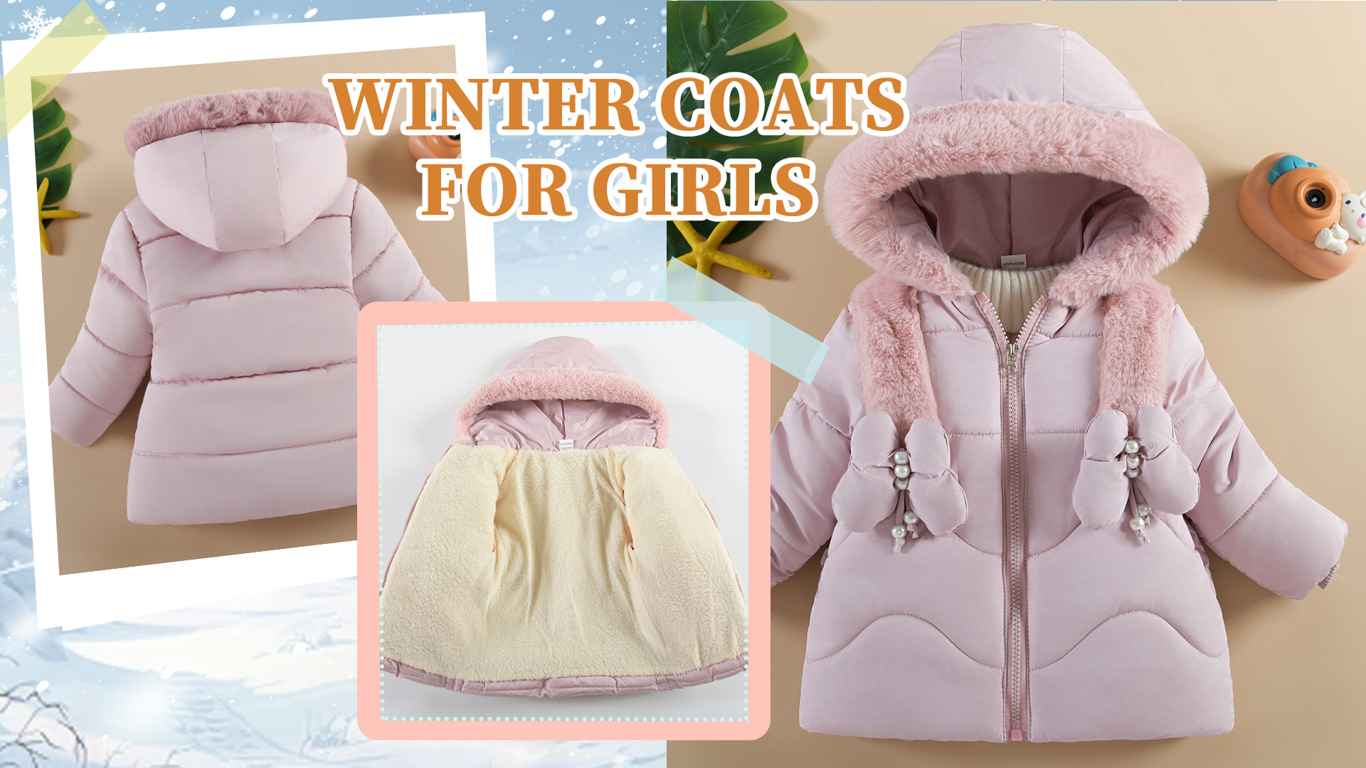 Enfants Filles à Capuche Matelassé Tondu Rembourré Puffer Vestes Faux