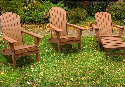 Miniatura 9 de FUNBERRY Silla Adirondack con respaldo ajustable, sillas Adirondack plegables,Sillas Adirondack de plástico con otomana,Silla Adirondack resistente