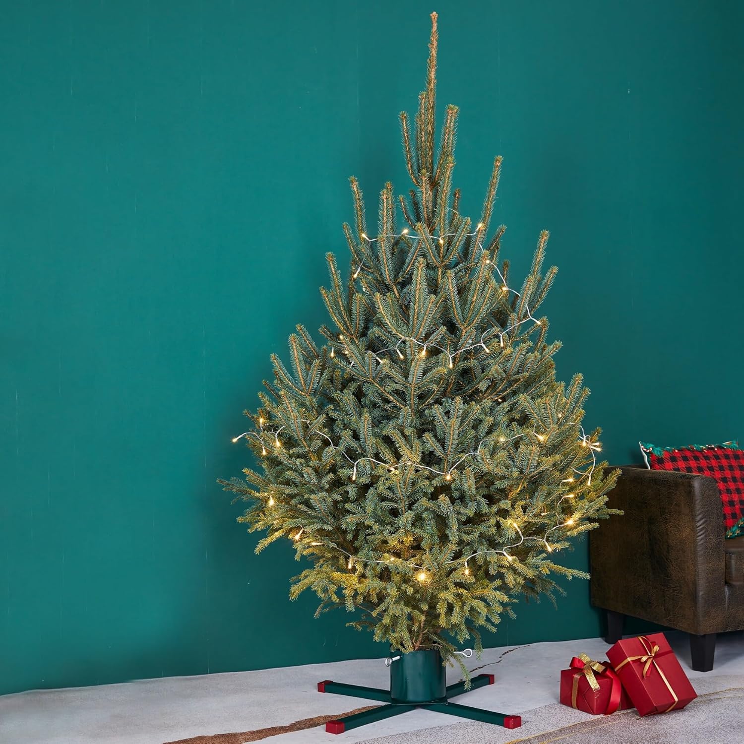 Green Metal Live Christmas Tree Stand for Trees Up to 9ft Tall 28