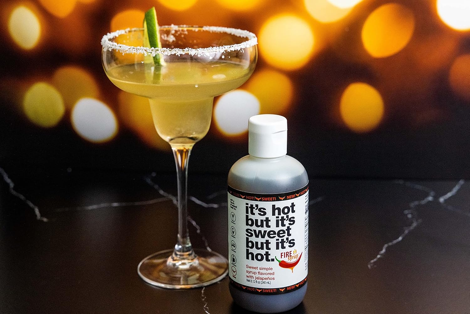 Fire Syrup with Margarita Cocktail Rim Dipper - Jalapeno Infused Simple Syrup and Rim Dipper to make the best Jalapeno Margarita you've ever had! - It's Hot, but It's Sweet! (Chocolate)