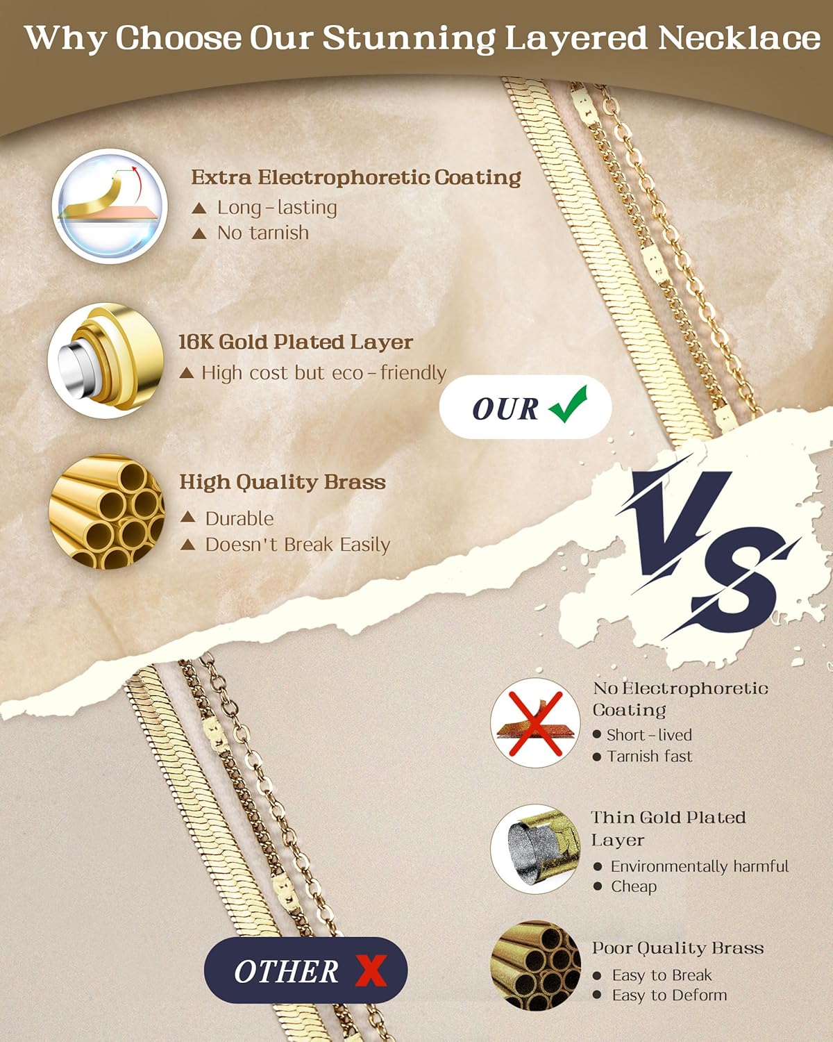 TEN MIRO Imitation Pearl Necklaces for Women Trendy, Dainty 16k Gold Plated Layered Necklaces for Women Gold Plated Necklace Stack Stackable Imitation Pearl Necklace for Women Wedding Prom Jewelry Gifts - Image 2