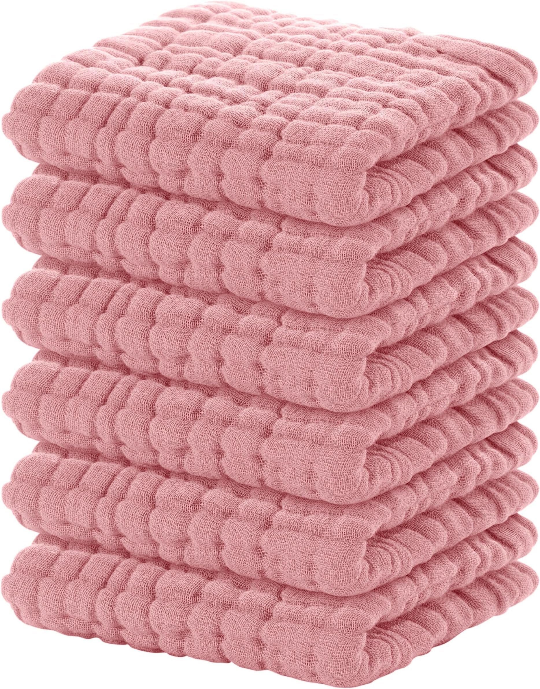 Yoofoss Muslin Baby Washcloths 100% Organic Cotton Face Towels 6 Pack Wash Cloths for Baby 12x12in Soft and Absorbent Baby Wipes (Bean Paste)