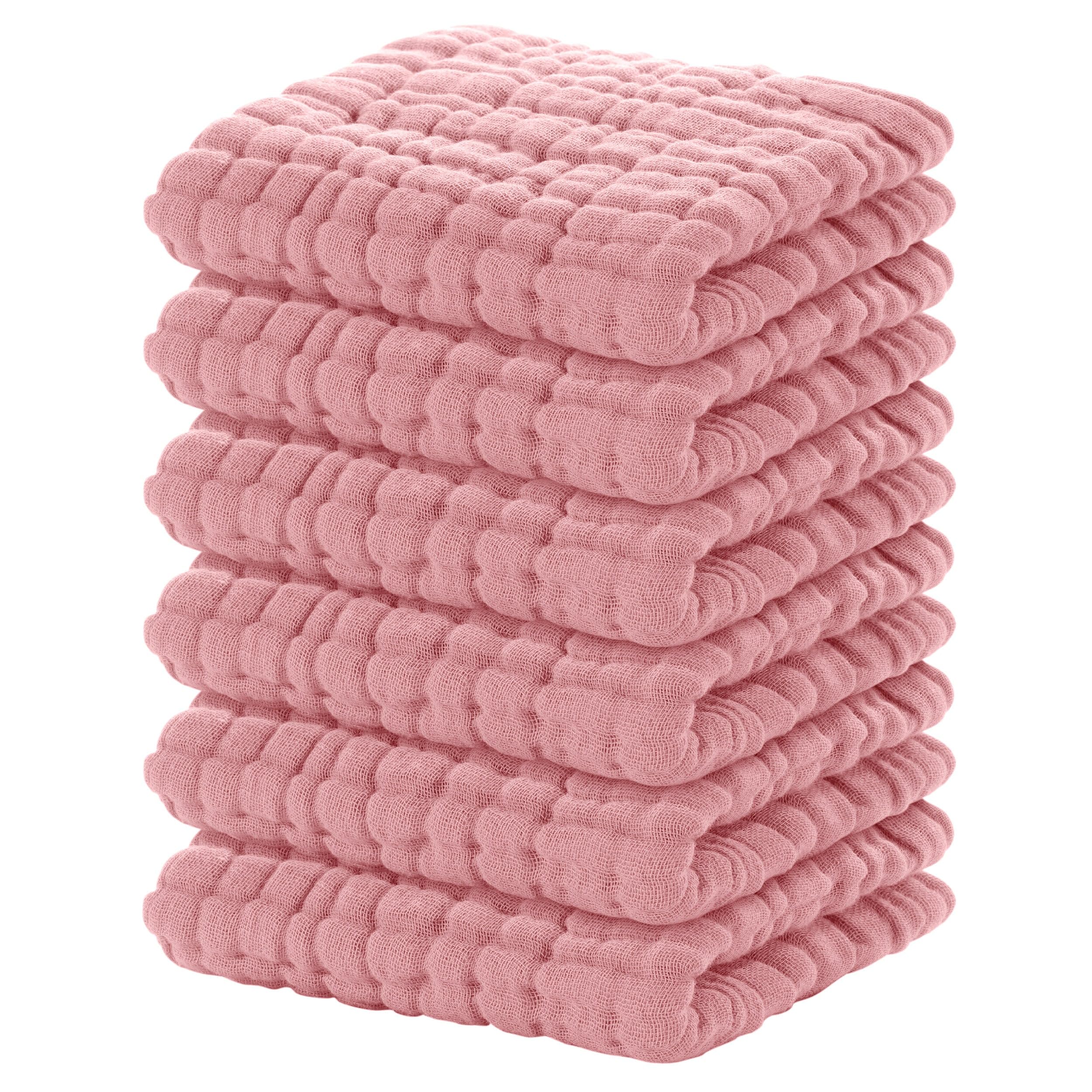 Yoofoss Muslin Baby Washcloths 100% Cotton Face Towels 6 Pack Wash Cloths for Baby 12x12in Soft and Absorbent Baby Wipes (Bean Paste)