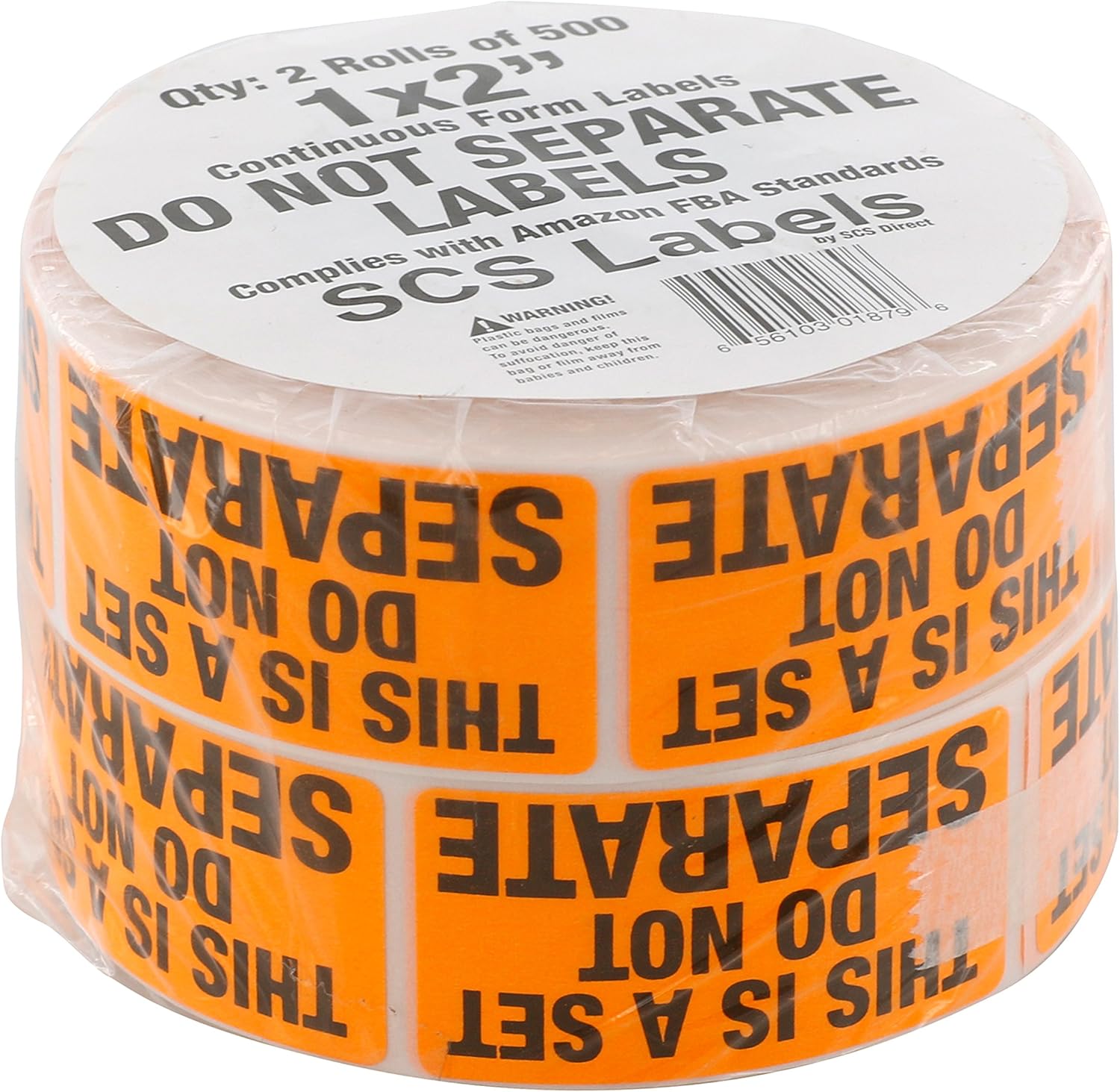 FBA Compliant This is A Set DO NOT Separate Shipping Labels- 1000 Fluorescent Orange (1" x 2") Box Stickers (2 Rolls of 500) for Multi Box shipments, Collections or Ecommerce- Easy to Affix - Image 2