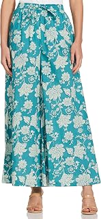 Amazon Brand - Myx Women's Relaxed Palazzo (PAG231_Teal Chintz_S_Teal Chintz) Price In India