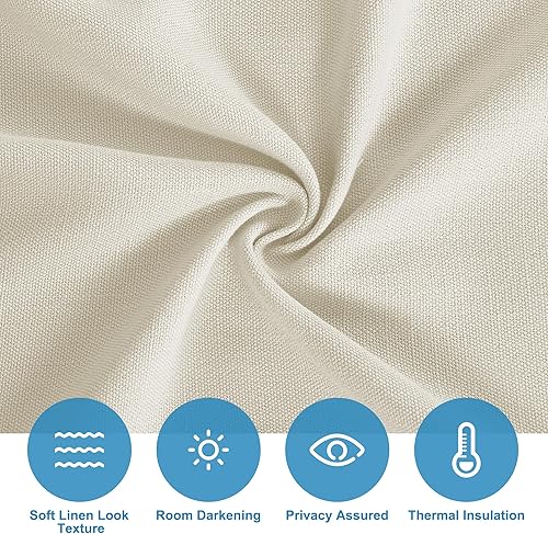 Miniatura 57 de RYB HOME Cortinas de privacidad para puerta francesa, rica textura de lino, cortinas para oscurecer la habitación, cortinas y cortinas