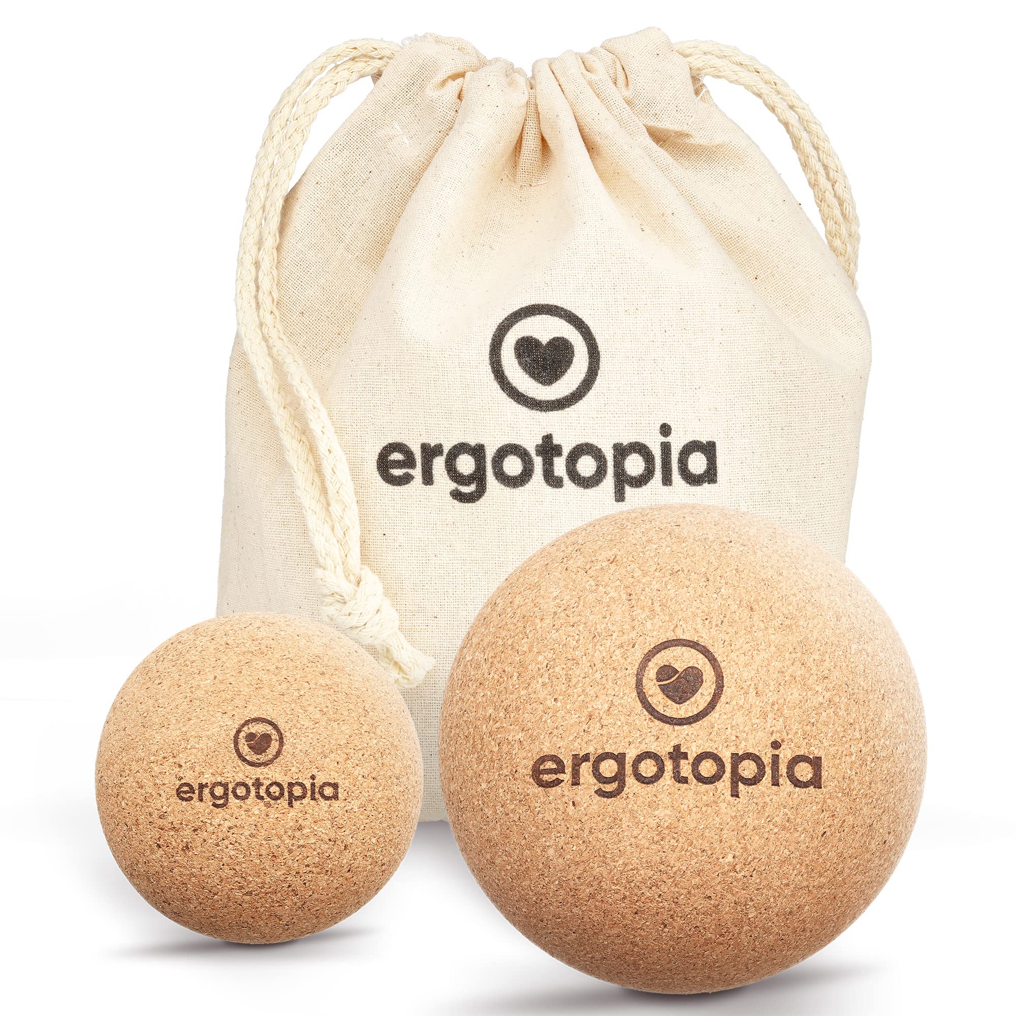 Ergotopia Balle de Massage - Boule d'Automassage en Liège Écologique, Antibactérien & Durable - Boule de Massage Visage, Dos & P