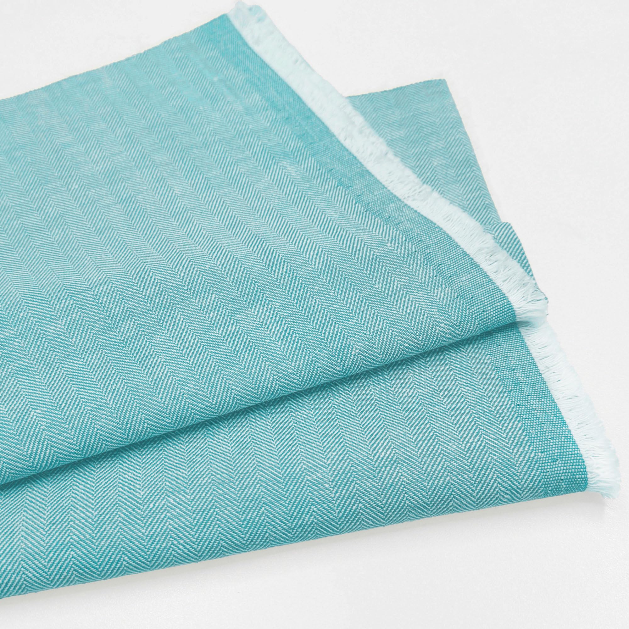 Herringbone Zig Zag Linen Cotton Blend Fabric – Soft Dressmaking, Upholstery, Curtains, Cushions & Craft Textile | 58" (147 cm) Wide (per Metre, Turquoise)