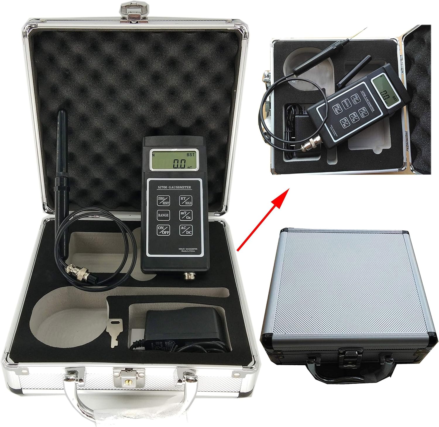 AC/DC Gaussmeter Digital Magnetic Field Gauss Meter With ±2%±3 Words Accuracy DC And AC Field Range 0~200mT~2000mT Tests MRI Equipment Check Power Cable Detection Sensor Calibration