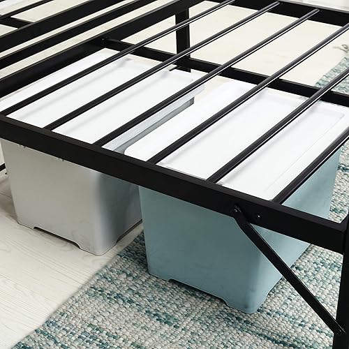 Miniatura 5 de Mellow NOMADI - Cama de plataforma de metal con cabecera tapizada de espuma de alta densidad, color gris nube, tamaño matrimonial (ML-FM-NO-CGF)
