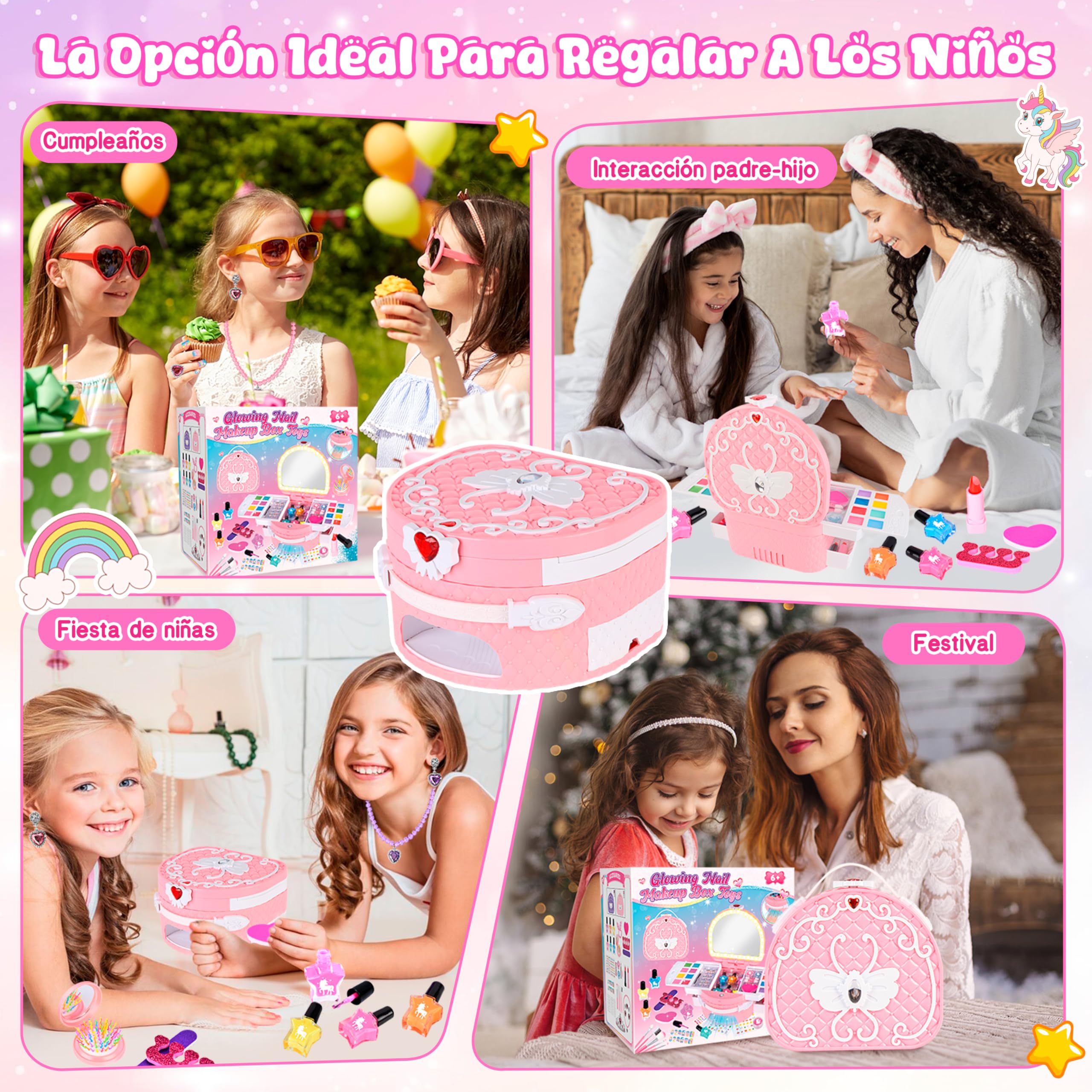 Herenear Set Manicura Niñas con Peel Off Pintauñas, Esmalte de Uñas Secador, Juguetes Kit Estudio Uñas Infantil, Pegatinas de Uñas Juego Cumpleaños Regalo para Niños Niñas (Rosa)