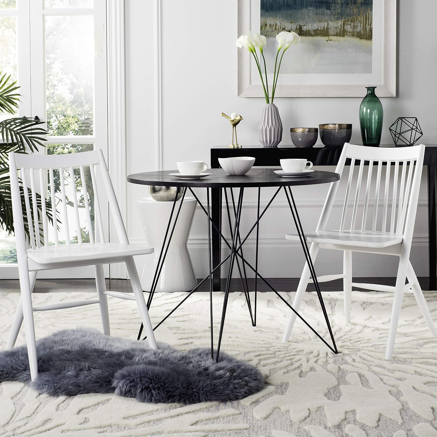 Safavieh Home Collection Wren White 19-inch Spindle Dining Chair (Set of 2)