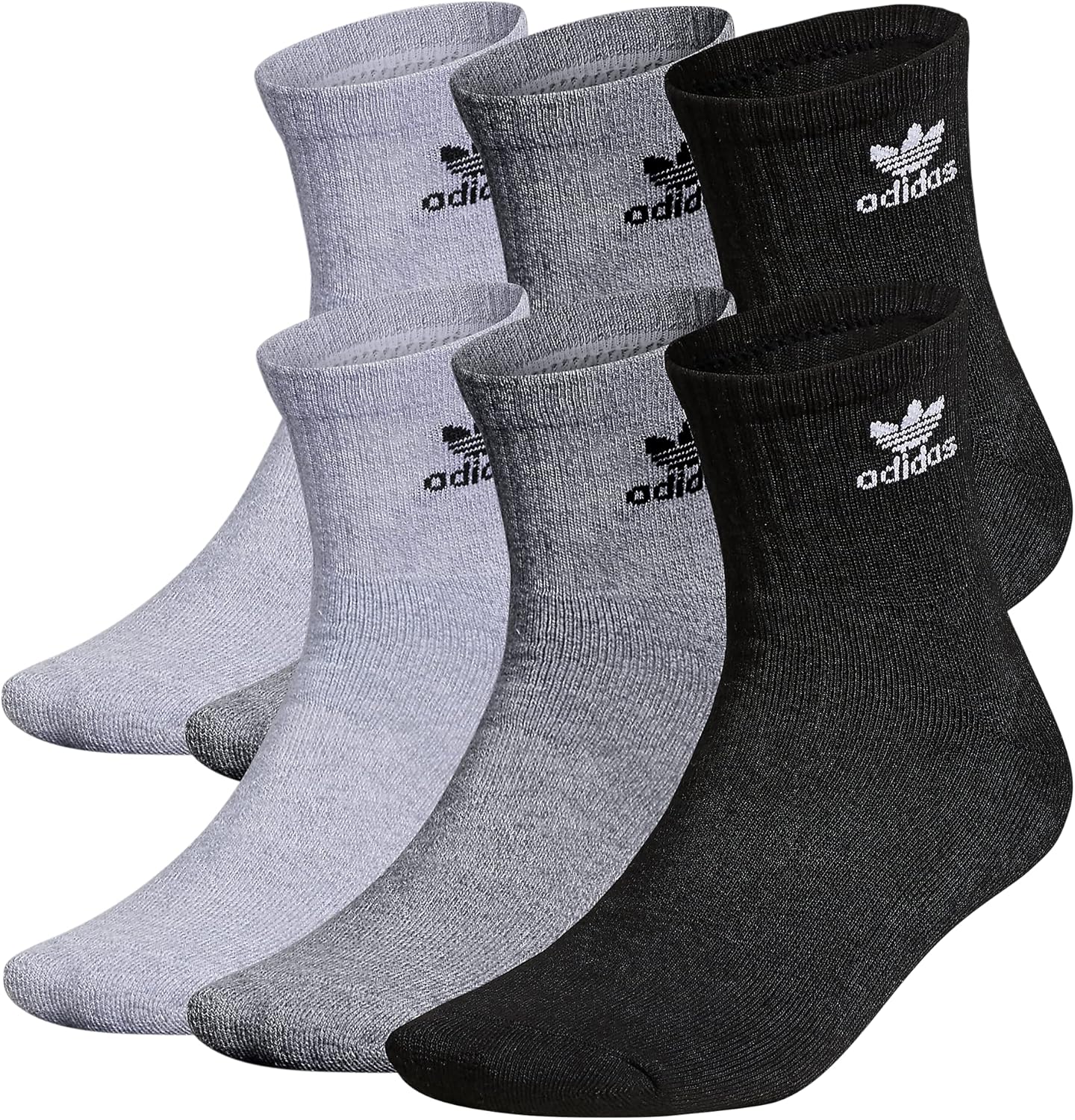 adidas Originals Calcetines de cuarto de trébol para adultos 6 pares NegroBlanco