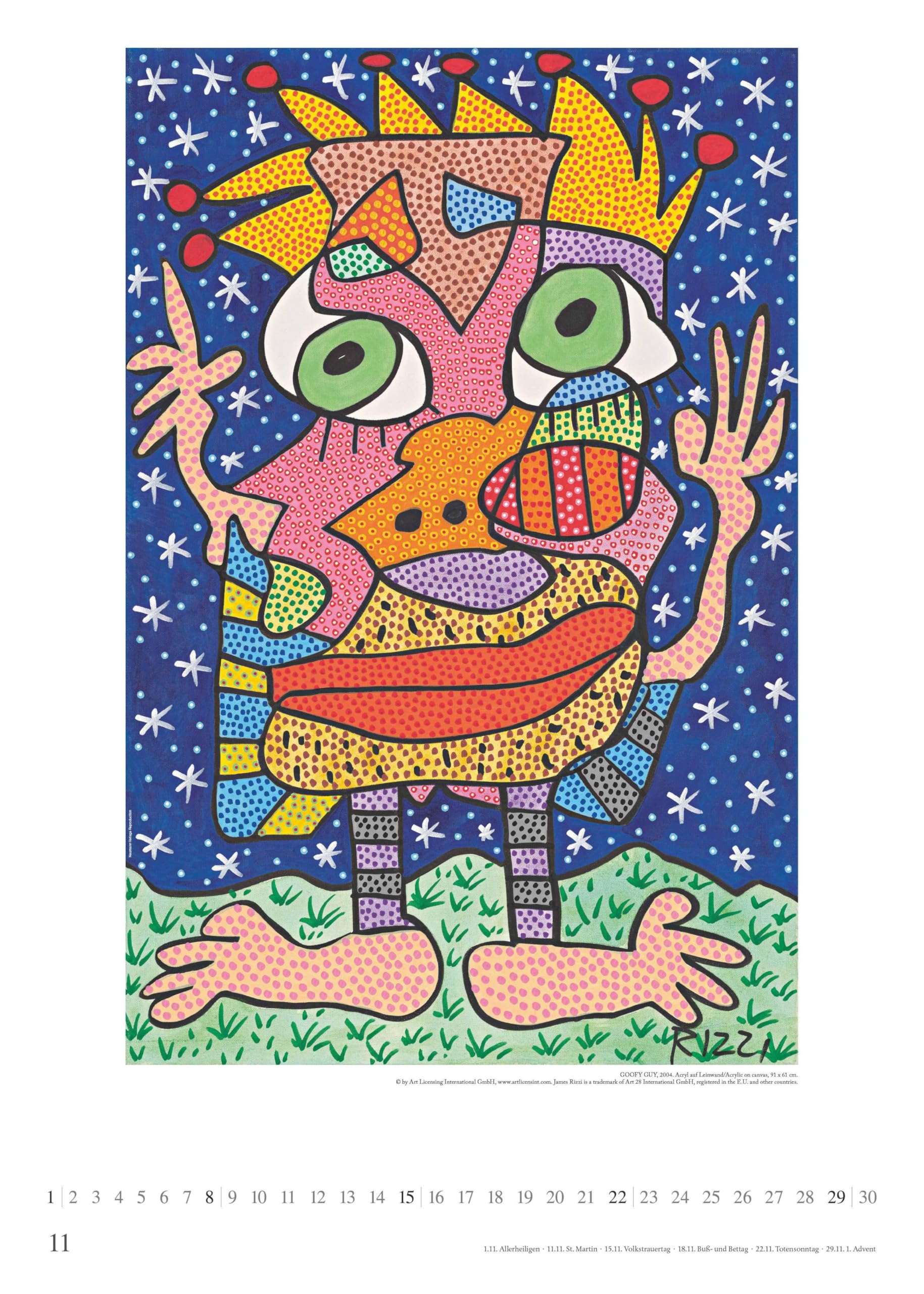 DUMONT - James Rizzi 2026 – Kunst-Poster-Kalender 50 x 70 cm, Pop-Art Wandkalender für Kunstliebhaber & Rizzi-Fans