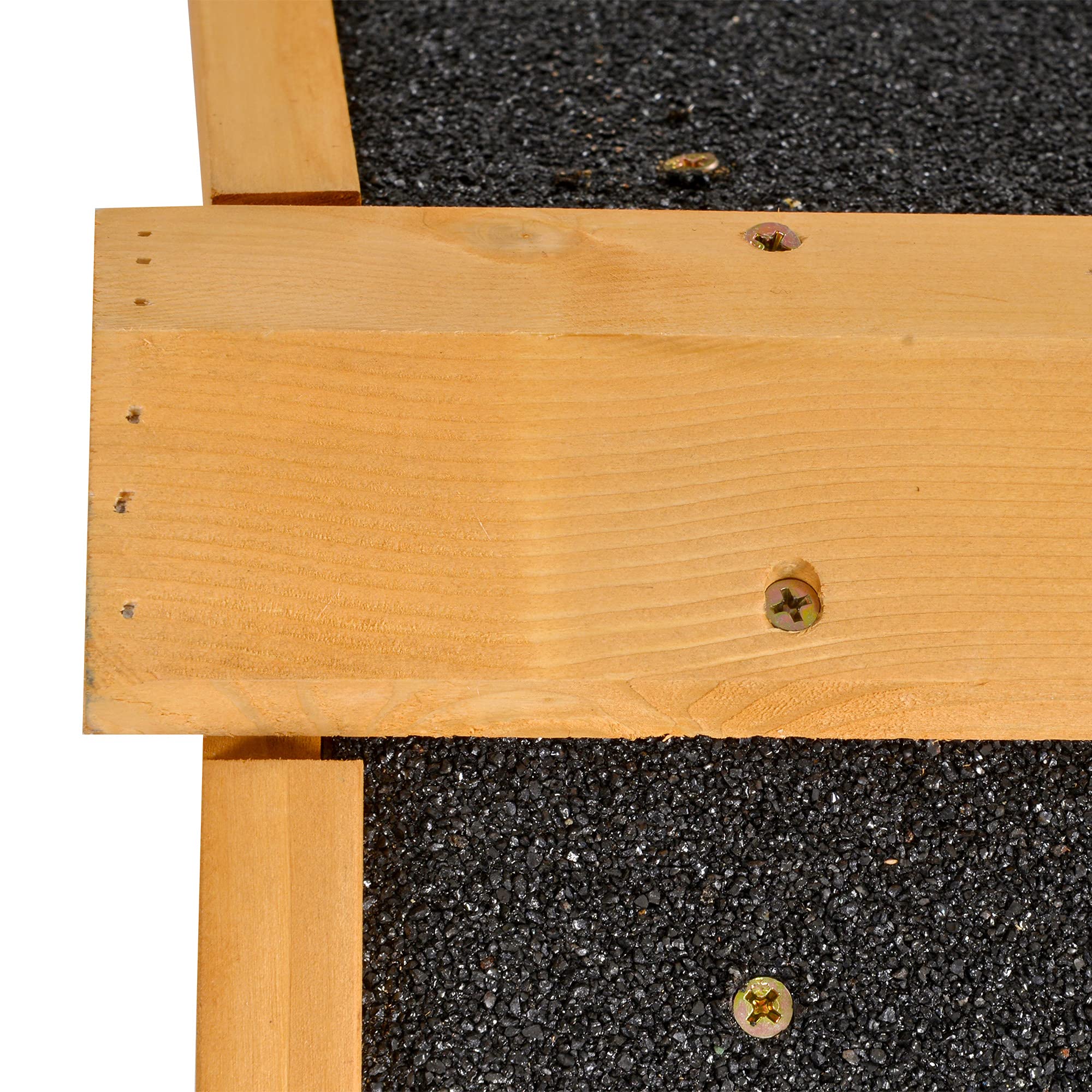 PawHut Kaninchenstall erhöhtes Haustier Haus Kleintierstall mit Freilaufgehege, Abschließbare Tür Outdoor Holz-Metall Hellgelb 122 x 63 x 92 cm
