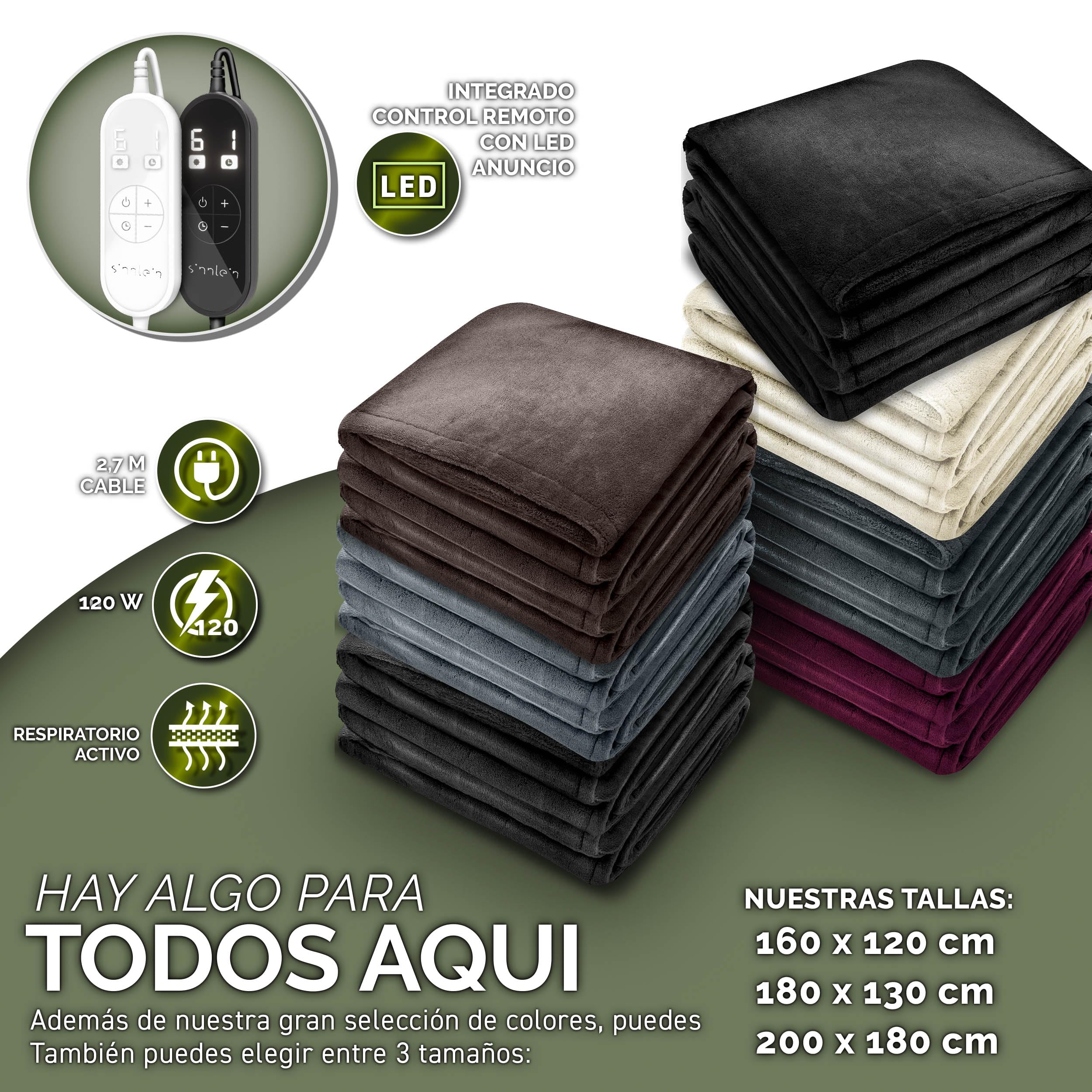 sinnlein® Calienta Camas | Manta Eléctrica 200 x 180 cm Gris | con Desconexión Automática y Temporizador | 9 Niveles de Temperatura | Pantalla Digital | Lavabale hasta 40°C