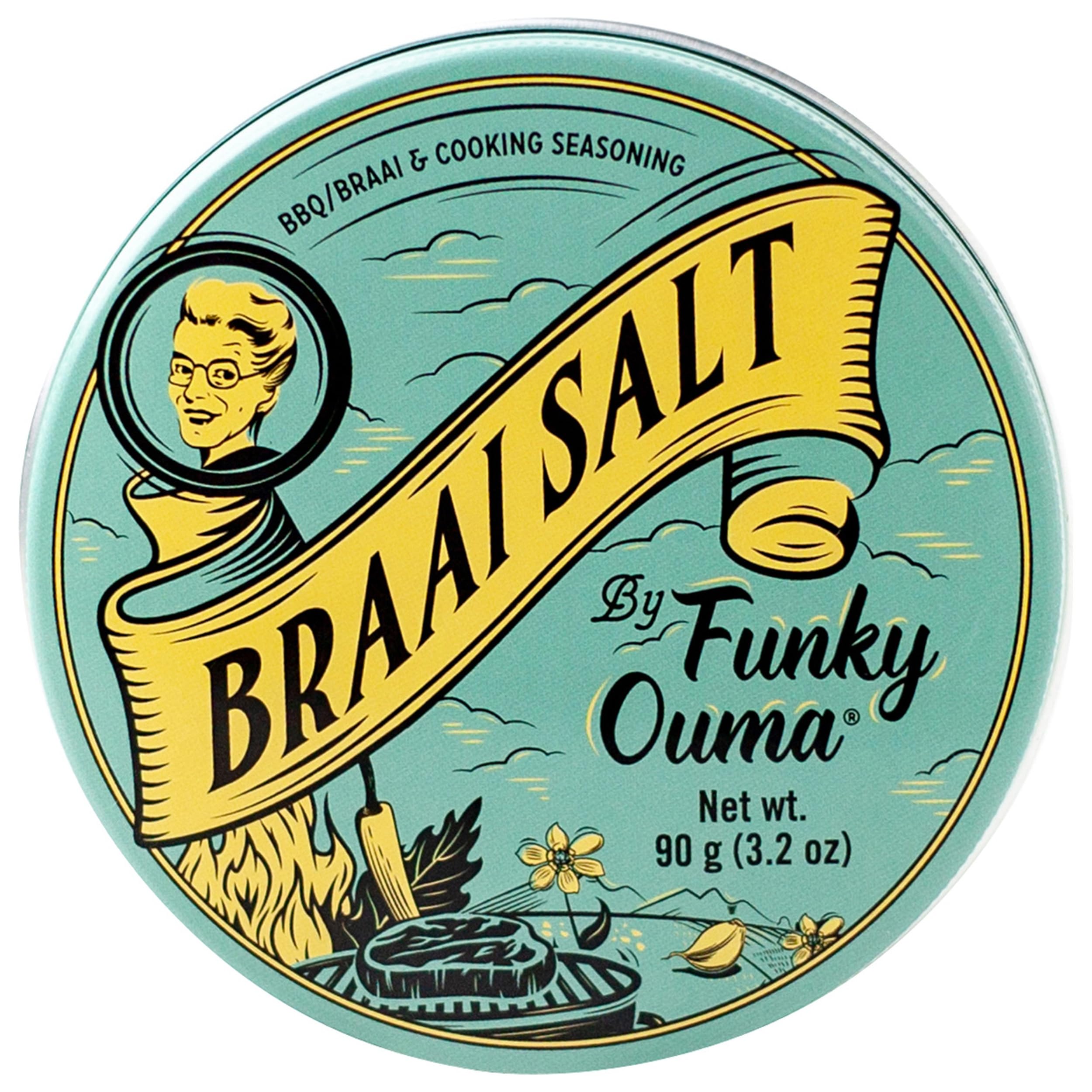 Funky Ouma Braai Salz für BBQ und Kochen Südafrika inkl. FeinWert E-Book (12 x 90 g)