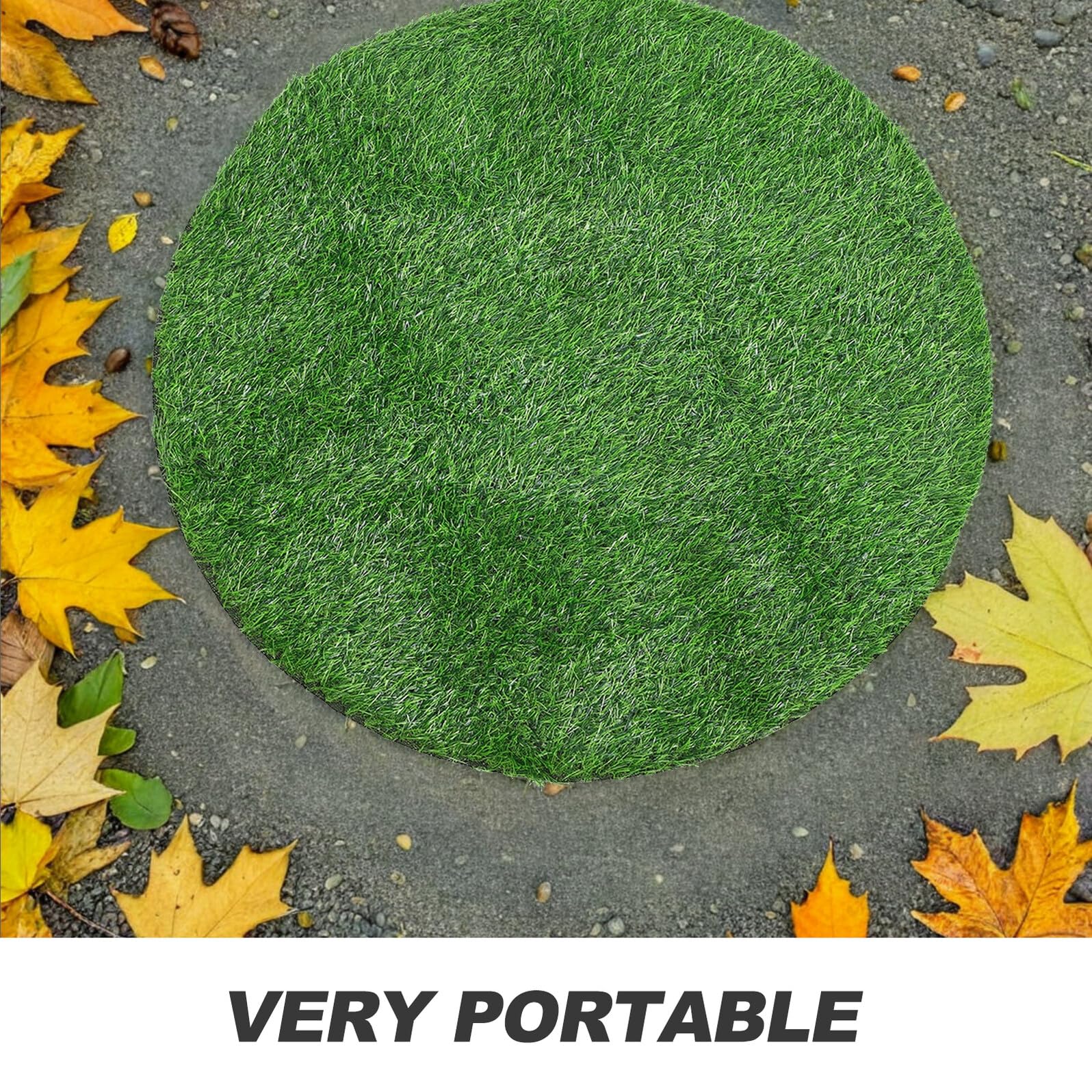 Okrągła mata ze sztucznej trawy 100 cm, grubość 2,5 cm, syntetyczny dywanik murawy na zewnątrz, patio, trawnik, ogród, dekoracja, pokrowiec na właz, sztuczny zielony dywan, trwały i łatwy do