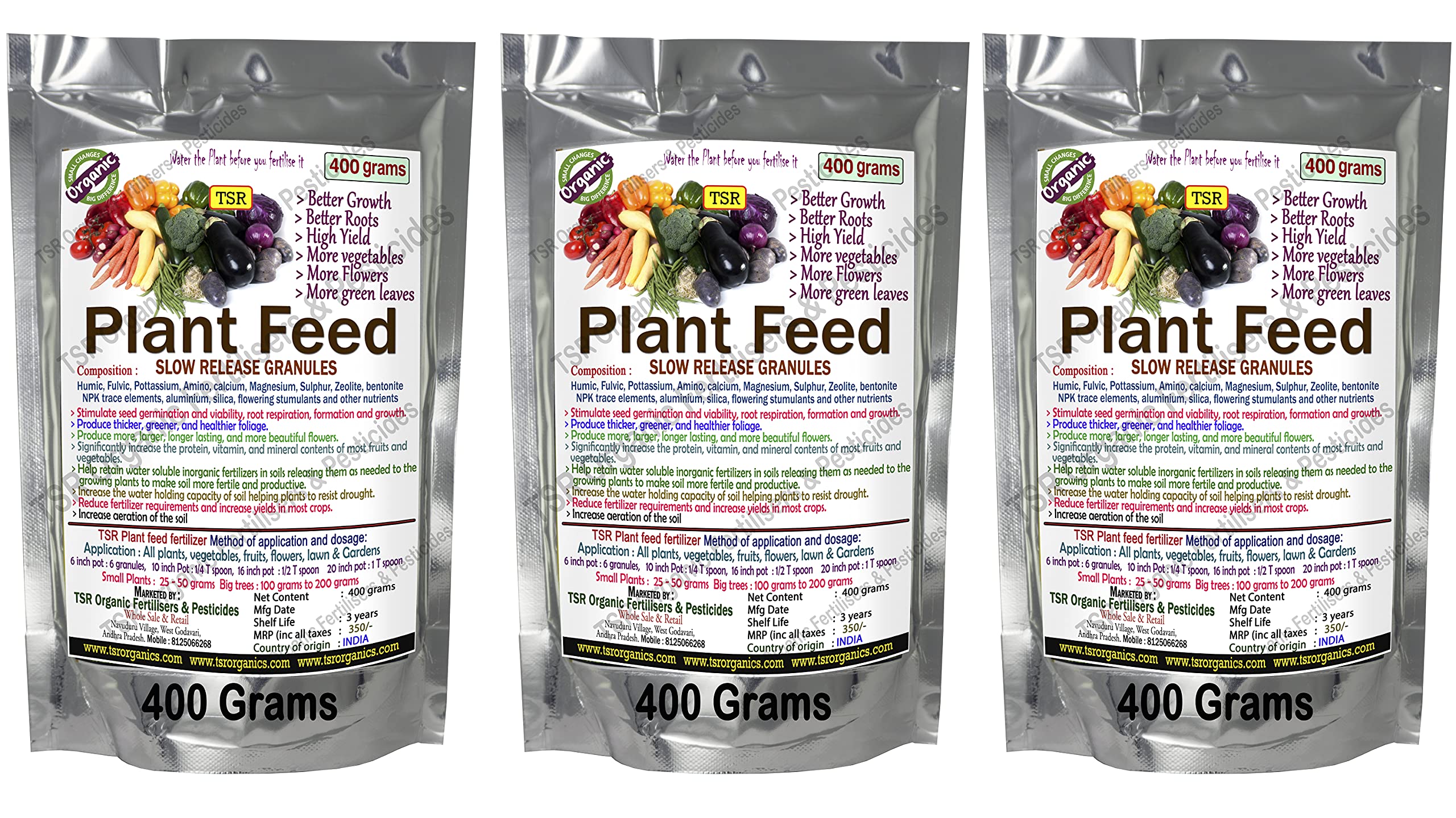 TSR Organic Fertilisers & Pesticides Plant feed slow release shiny granules (400 + 400 + 400 grams) for all types of fruits, flowers, vegetables, home and garden fertilizer (B096QSL7YH) Amazon Price History, Amazon Price Tracker