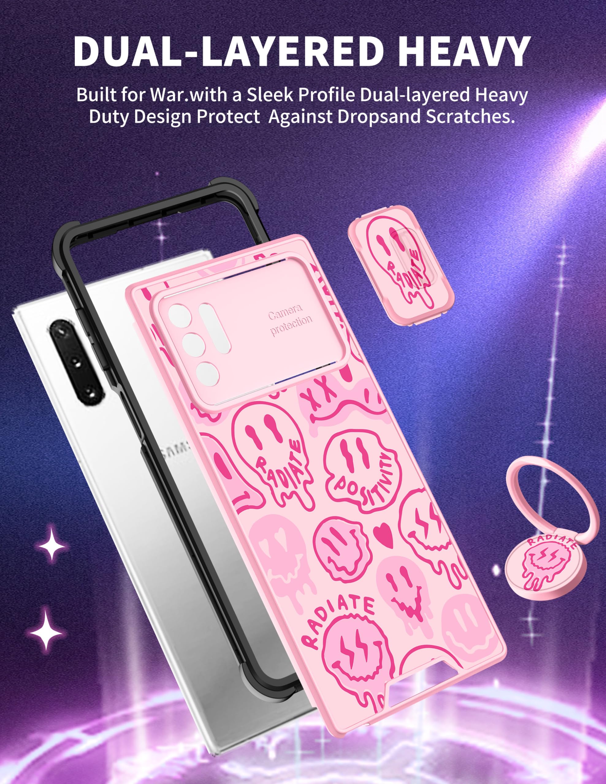 Goocrux (2in1 for Samsung Galaxy Note 10 Plus Case Smiley Face