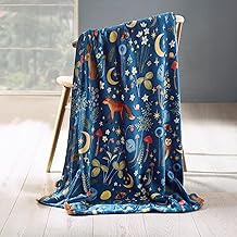 Catherine Lansfield Enchanted Twilight Animals Cosy Fleece 130x170cm Blanket Throw Navy Blue