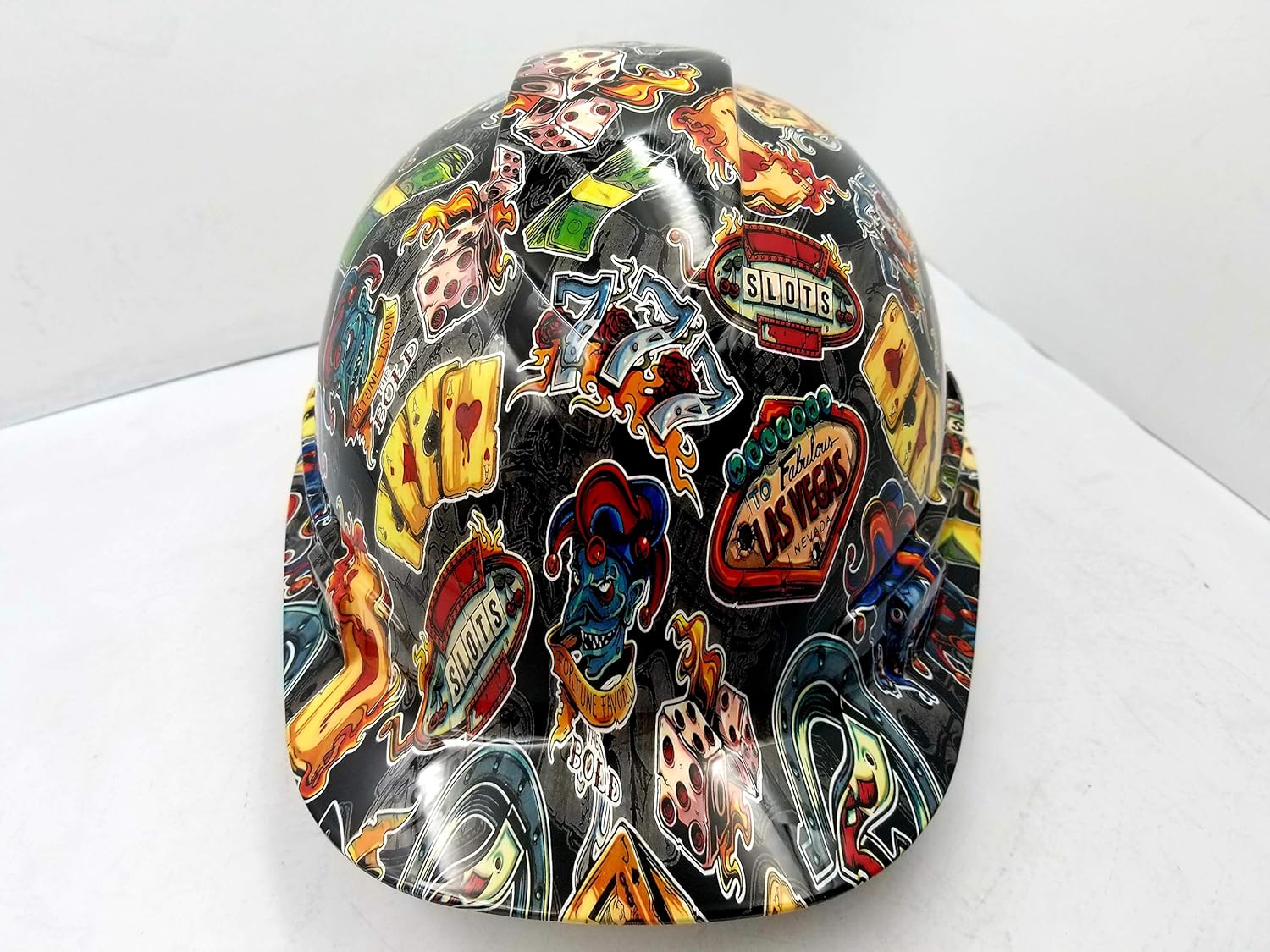 Wet Works Imaging Customized Pyramex Cap Style Wicked Gambler Lucky 7 Hard Hat with Ratcheting Suspension