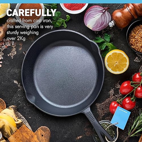 Miniatura 3 de Sartén de hierro fundido de 10 pulgadas, apta para horno, sartén para uso en interiores y exteriores, utensilios de cocina de hierro fundido, sartén