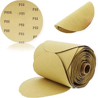 ABN 80 Grit Sandpaper Roll - 6 Inch Round Sanding Discs Aluminum Oxide Sandpaper Discs with Adhesive Back, 100Pc