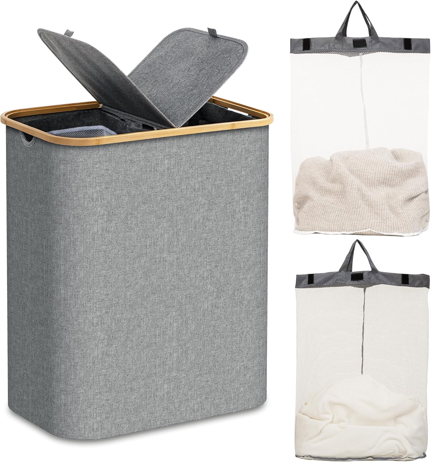 Amazon.com: HBlife 150L Extra Large Double Laundry Hamper with Lid and ...