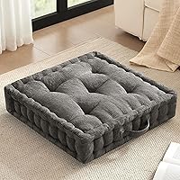 Vista 24 de Azza - Puf cuadrado con diseño inteligente, de felpilla con tufting y bordes festoneados, hipoalergénico, cojín para banco o silla también