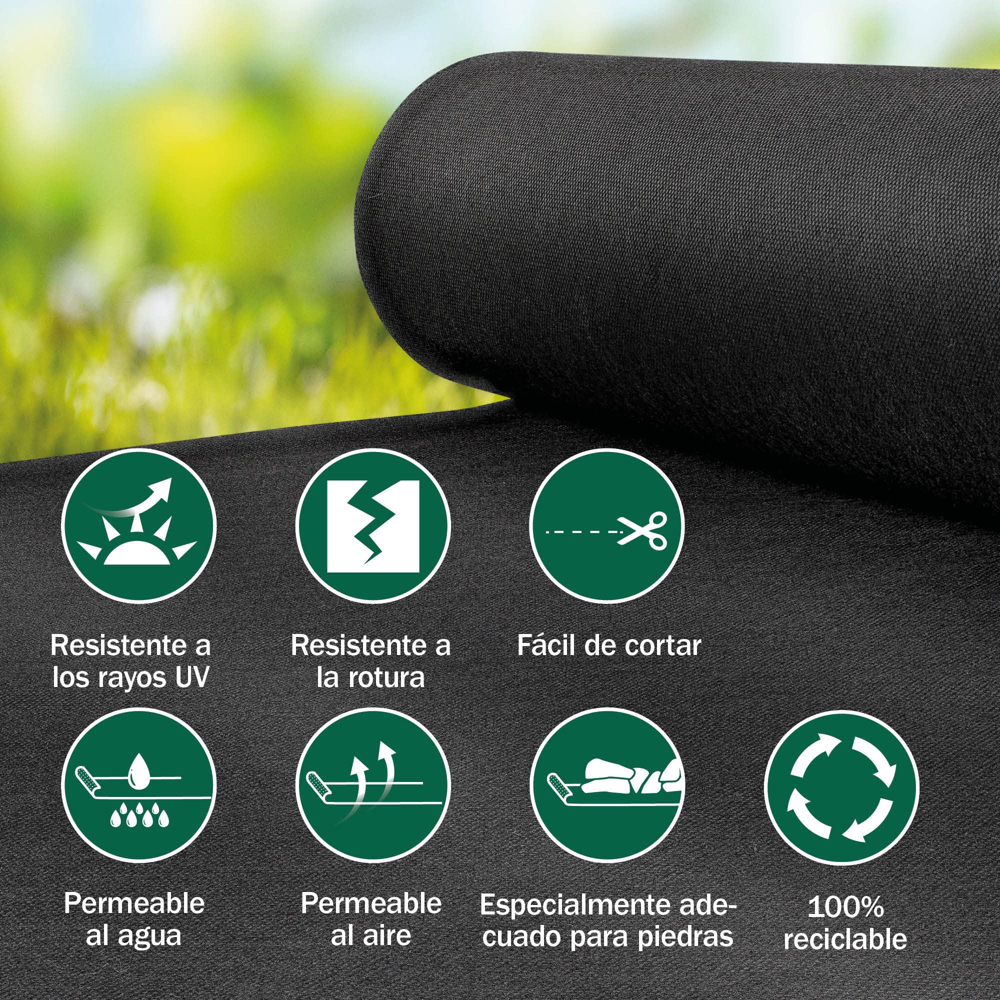Moorland Malla Antihierbas Geotextil Permeable al Agua Irrompible Anchura | 100m² 1m negro contra malas hierbas 100% reutilizable resistente a rayos UV jardín y terraza desgarro tela Gardur