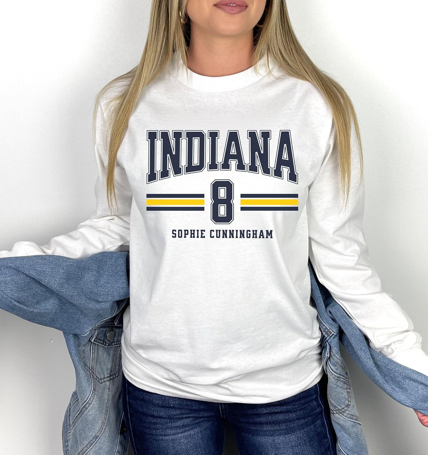 Sophie Cunningham Indiana Long Sleeve Shirt | #8 Pro Basketball Fan Tee | Premium Cotton Classic Fit | Gameday Apparel