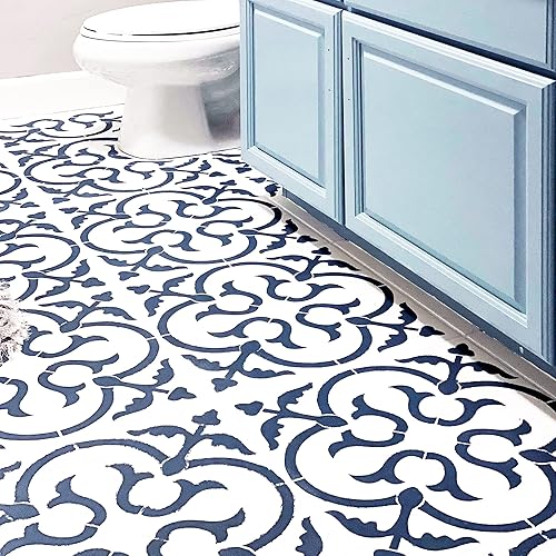 Vista 2 de STENCILIT® Scandinavian Floor Stencil - Repositionable for 16x16 in Tile, Floor Stencils for Painting, Concrete Stencils for Patio, Large
