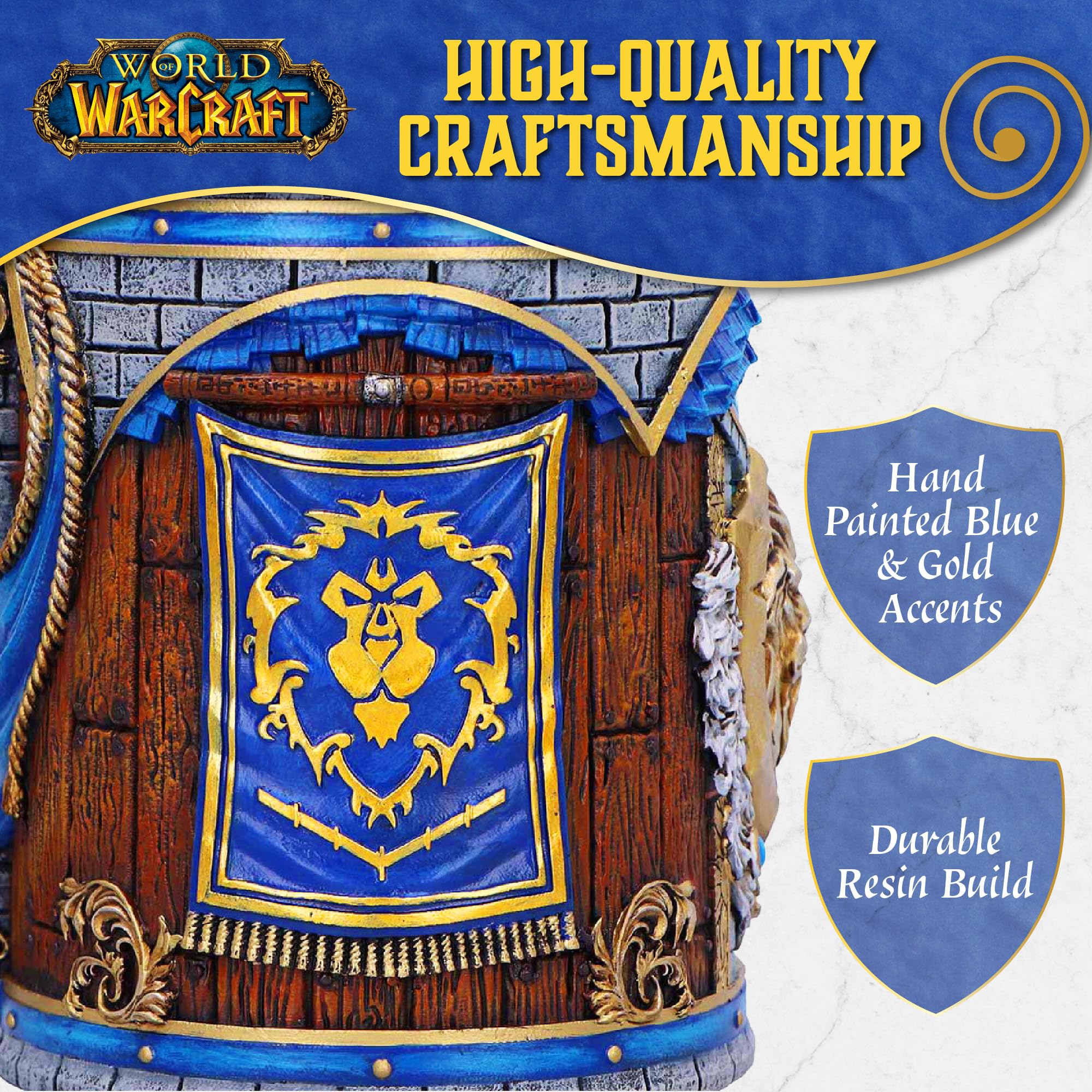 Nemesis Now World of Warcraft Alliance Tankard 15,5 cm – Offiziell lizenziertes Alliance-Getränkeartikel mit Wappen, Flaggendesign und Edelstahl-Einsatz