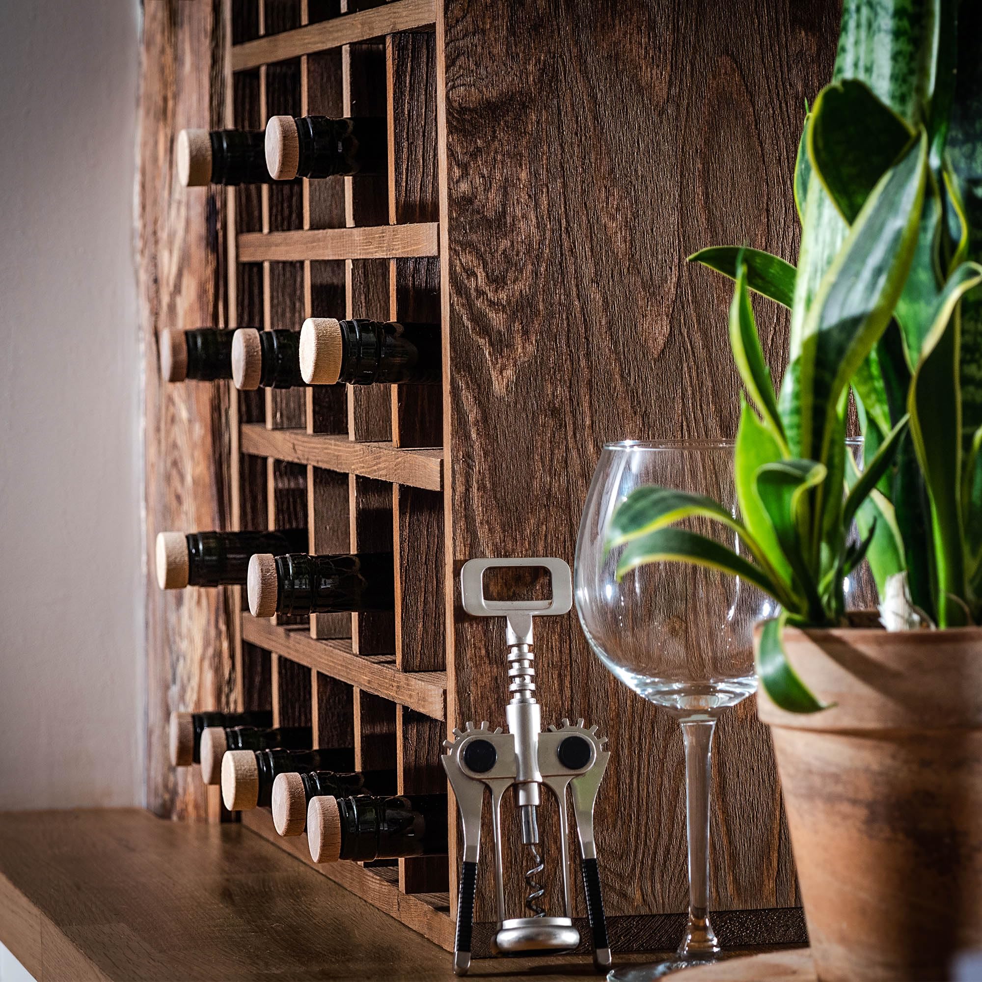 Kadax – Casier à vin en bois 24 bouteilles – Dimensions 60 cm – Étagère décorative pour collection – Bois durable et élégant