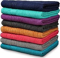 Zuperia Premium 8-Pack Multicolor Bath Towels (27x54) 100% Cotton - Soft, Highly Absorbent, Quick-Dry for Bath, Pool, Gym