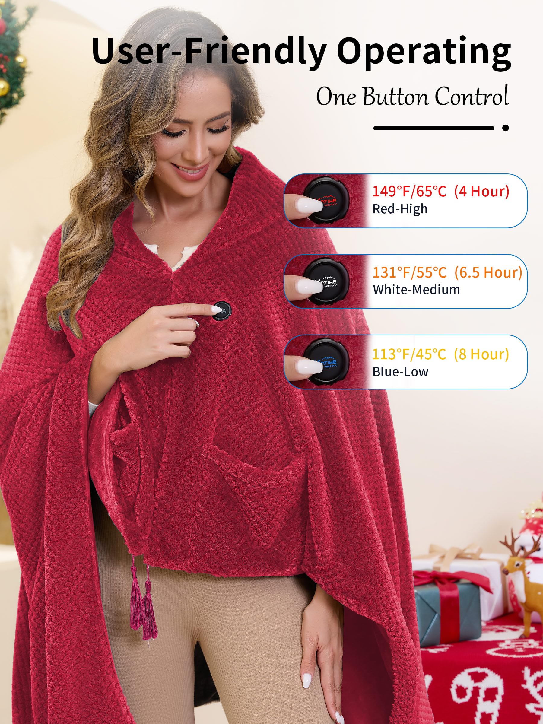 Coperta Riscaldante Elettrica Senza Fili Con Batteria 20000mAh - 4 Zone Di Riscaldamento E 3 Livelli Temperatura - Foto 6