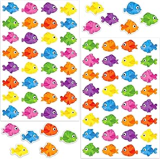 LINAYE 24 Sheets Fish Stickers for Kids, 768 PCS Colorful Under The Sea Stickers Self Adhesive Fish Crafts Party Favors for Kids Classroom School, Teacher Encouraging Reward Must Haves