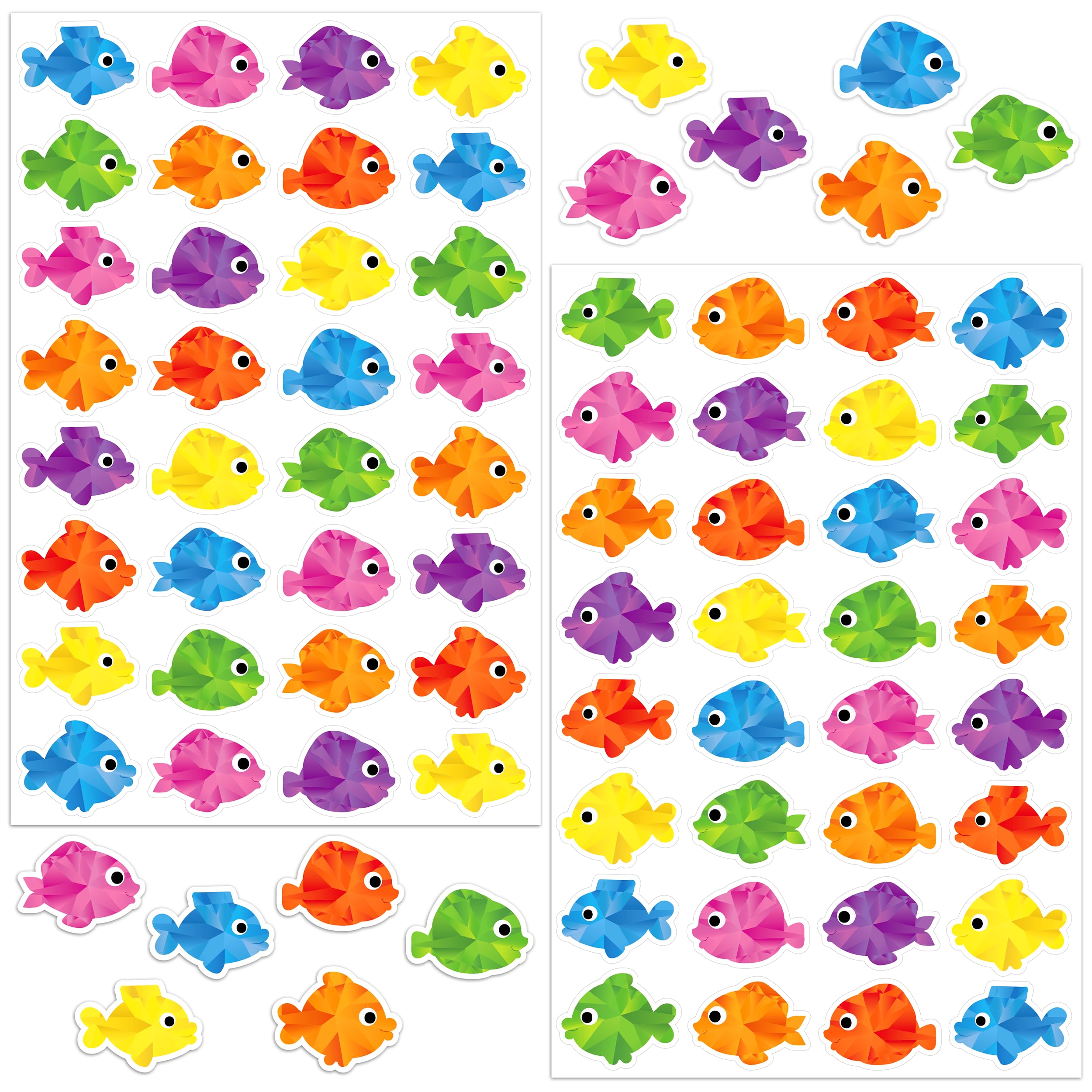 LINAYE 24 Sheets Fish Stickers for Kids, 768 PCS Colorful Under The Sea Stickers Self Adhesive Fish Crafts Party Favors for Kids Classroom School,