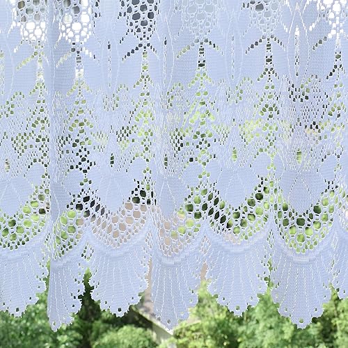 Miniatura 8 de Molaxhome Homey Cenefa de tratamiento de ventana con diseño de flores rosas bordadas y hojas de vid, ideal para cocina y dormitorio