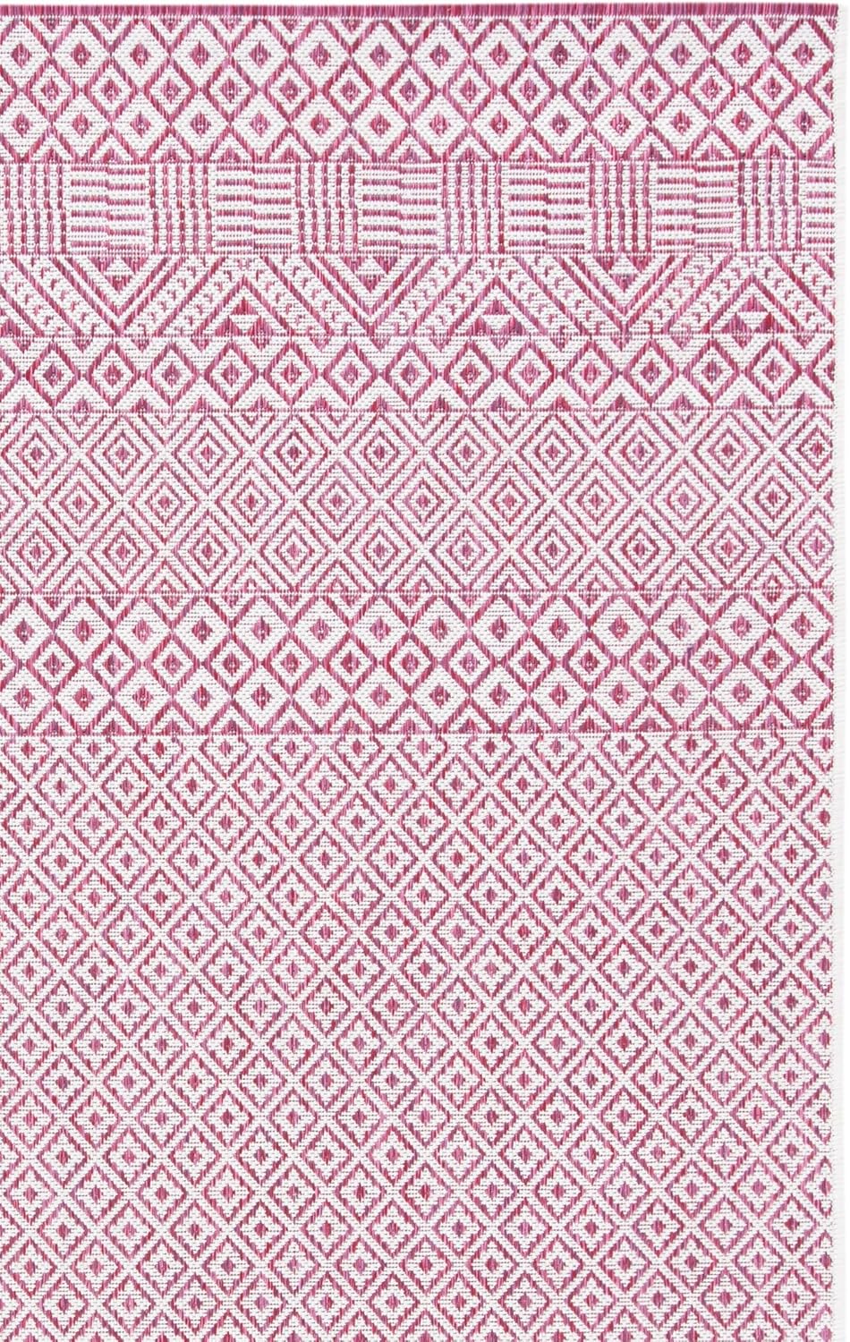 SAFAVIEH Washable Rug Outdoor Courtyard Collection - 5'3" x 7'7", Ivory & Red, Non-Shedding & Easy Cleaning, Ideal for Patio, Backyard, Mudroom (CY8235-55912)