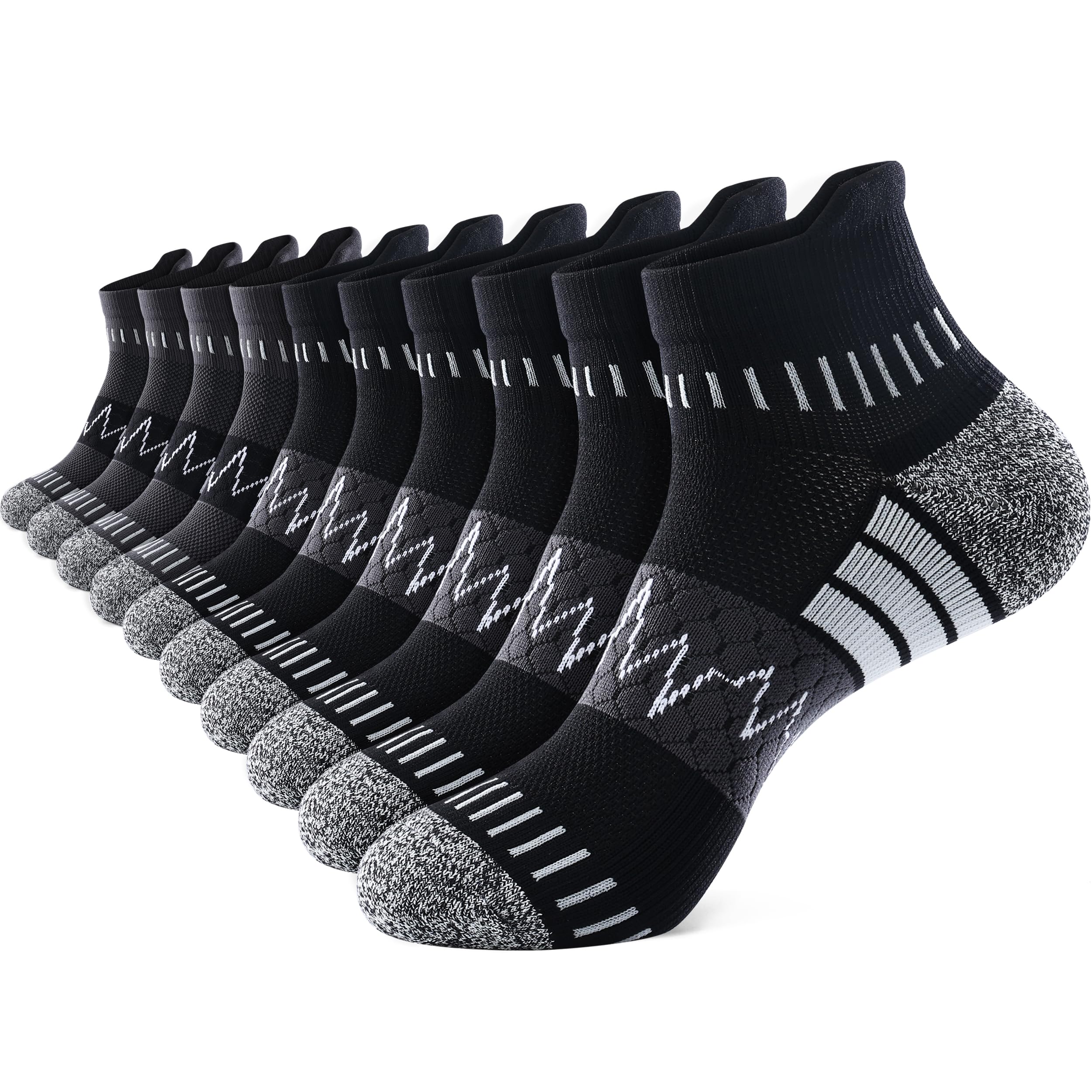 IRAMY Calcetines de compresión para tobillo hombre y mujer, para correr, con soporte del arco del pie y amortiguación, alivio de la fascitis plantar, 3/5 pares