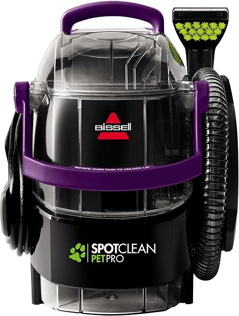 BISSELL SpotClean Pet Pro Portable Carpet Cleaner, 2458, Grapevine Purple, Black