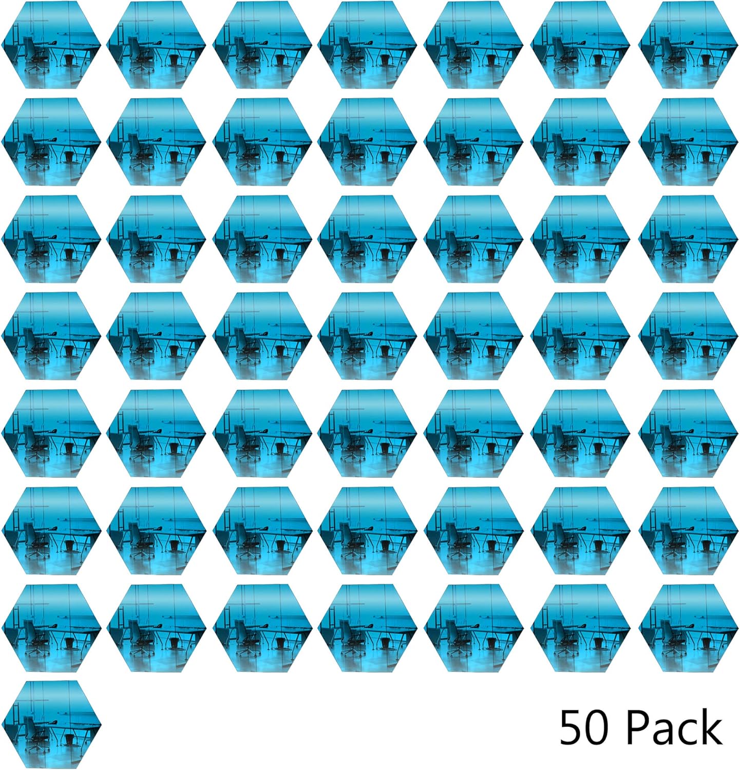 Marketing Holders 50 Pack Acrylic Mirror 1" Medium Blue Hexagon .118" Thick No Adhesive Reflective Pieces Perfect for DIY Arts and Crafts School Projects Home or Office Decor Special Events