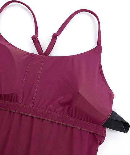 Vista 5 de CRZ YOGA Traje de baño de una pieza para mujer, modesto vestido de natación con control de abdomen, correas ajustables en la espalda en Y, traje