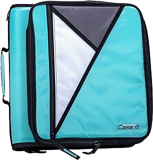 Case-it School Zipper Binder | 2" O-Rings | 350-Sheet | LT-007 Mint Blue