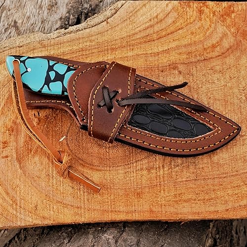 Miniatura 72 de Cuchillo de acero hecho a mano con funda de cuero, cuchillo utilitario resistente, cuchillo de electricista para desollar alambre para profesional