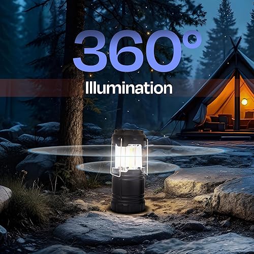 Miniatura 5 de Linternas de camping recargables para cortes de energía, paquete de 2 faroles solares LED impermeables para artículos esenciales de campamento,