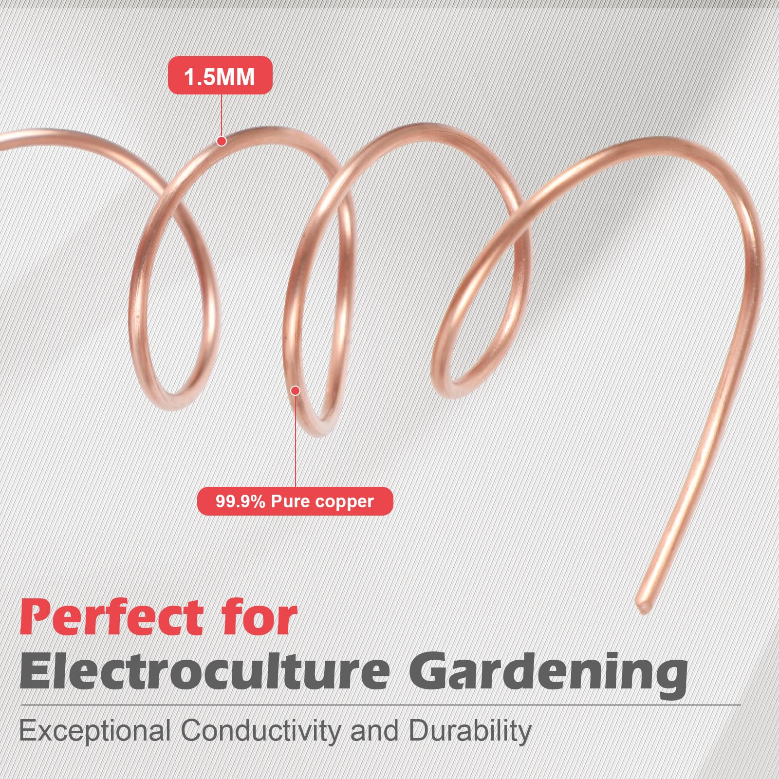 Alambre de cobre puro, diámetro de 0,5/0,8/1/1,5/2/2,5/3 mm, alambre de cobre T2, bobina de cobre de 500 g para jardinería, cable de cobre puro para ingeniería eléctrica y manualidades (1,5 mm-31 m)